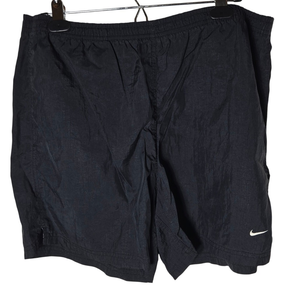 Vintage‎ Nike Mens Black Nylon Athletic Running Shorts Large Swoosh Retro Gym